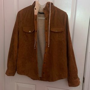 Zaful hooded brown corduroy jacket